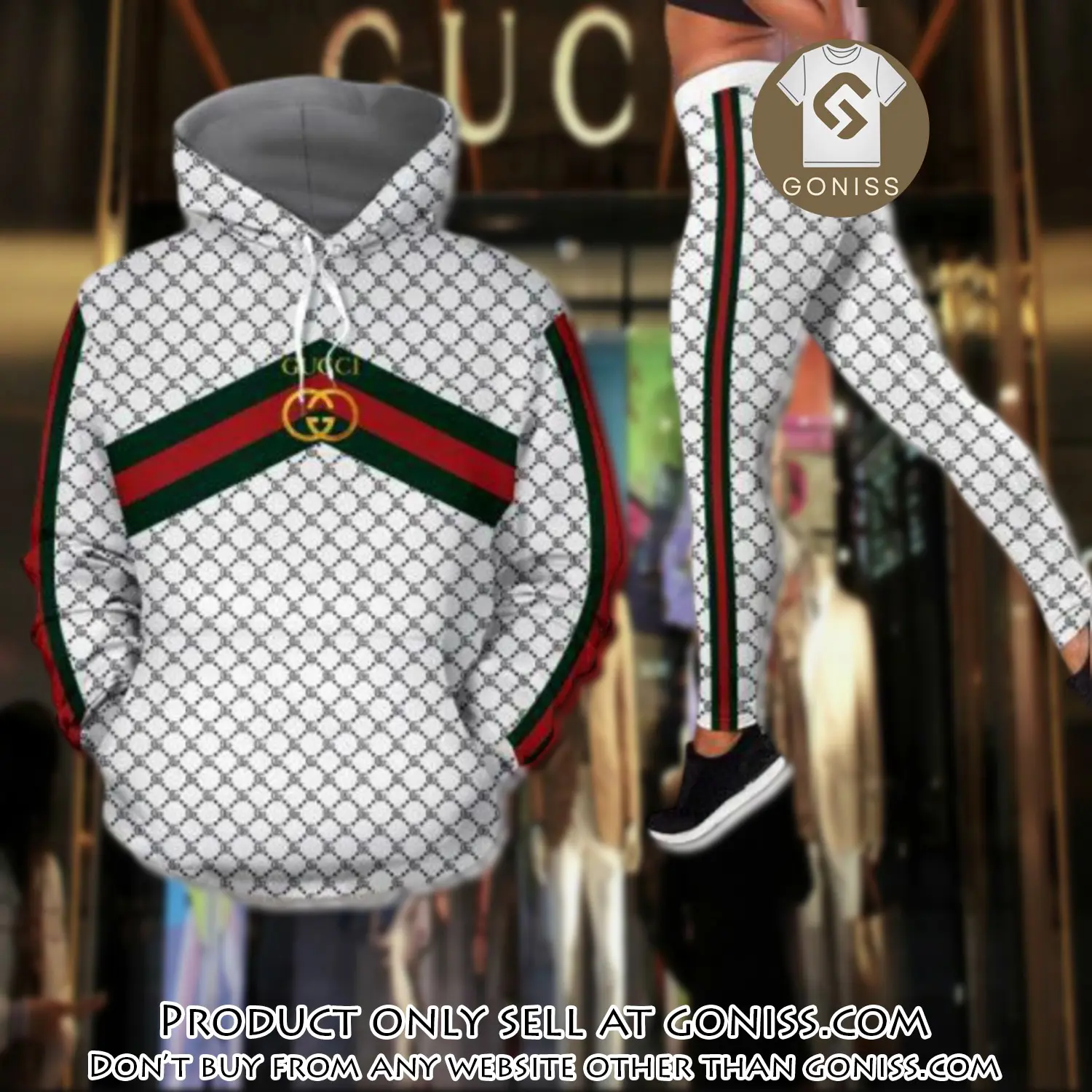Gucci white hoodie legging set luxury for women gn0042870